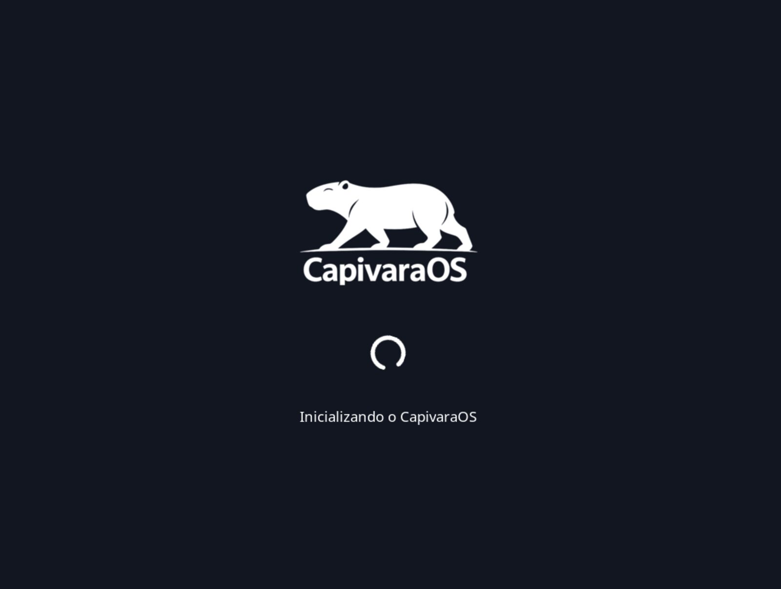 Tela de inicialização do CapivaraOS Pup com a logo da capivara e o texto Inicializando o CapivaraOS